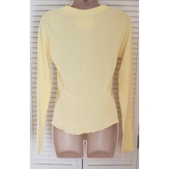 NEW WE THE FREE BY FREE PEOPLE EASY DOES IT TEE LONG SLEEVE YELLOW SMALL - Picture 3 of 8
